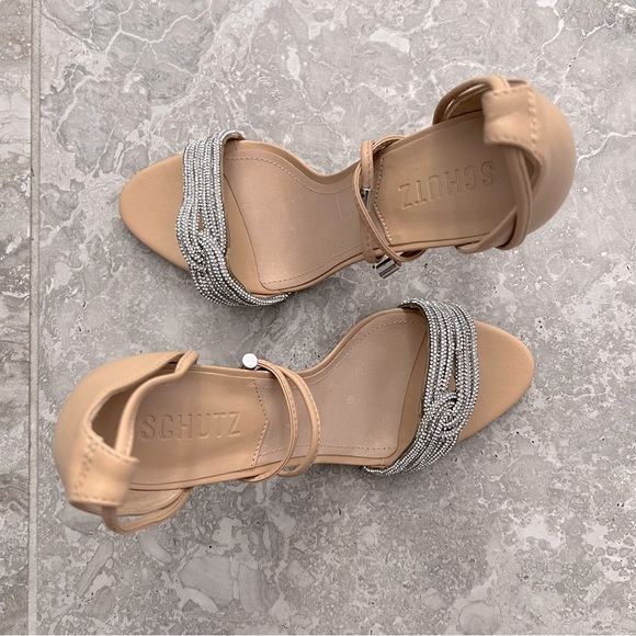 Schutz x Revolve Andy Leather Open Toe Heels, Size 8 New in Box w/Dust Bag - Picture 8 of 16